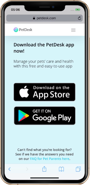 Petdesk app interface